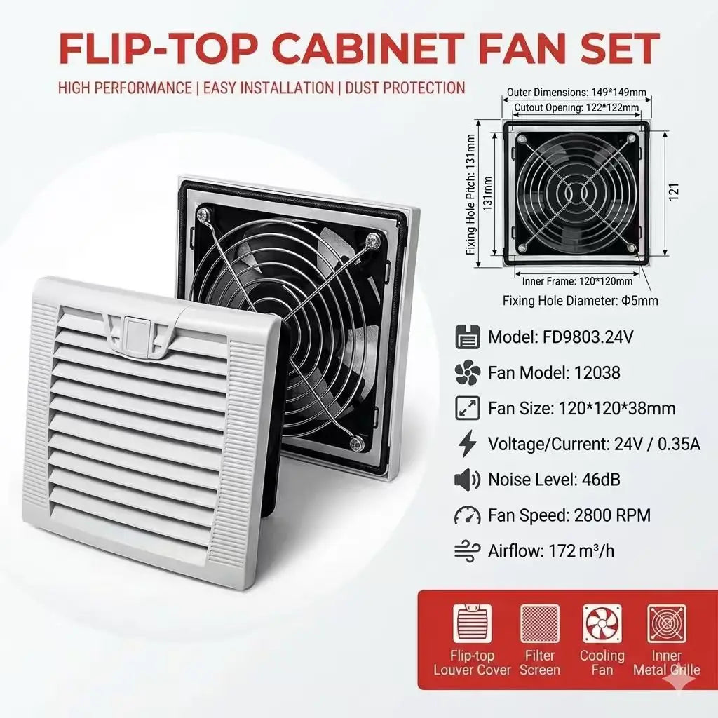 803 150*150mm Enclosure Cabinet Ventilator Filter Kits 120mm X 38mm AC EC 115V 230V DC 12V 24V Cooling Fan Dustproof Waterproof