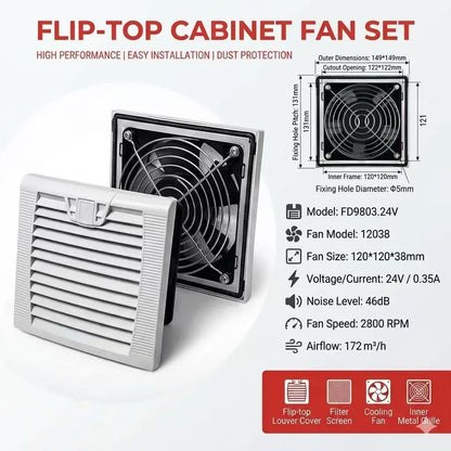 803 150*150mm Enclosure Cabinet Ventilator Filter Kits 120mm X 38mm AC EC 115V 230V DC 12V 24V Cooling Fan Dustproof Waterproof