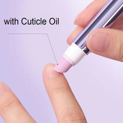 5PCS 3-in-1 Cuticle Oil Pen DeadSkin Remover Cuticle Pusher Grinding Pen With Ceramic Tip Cuticle Remover Pen Nail Care Tool