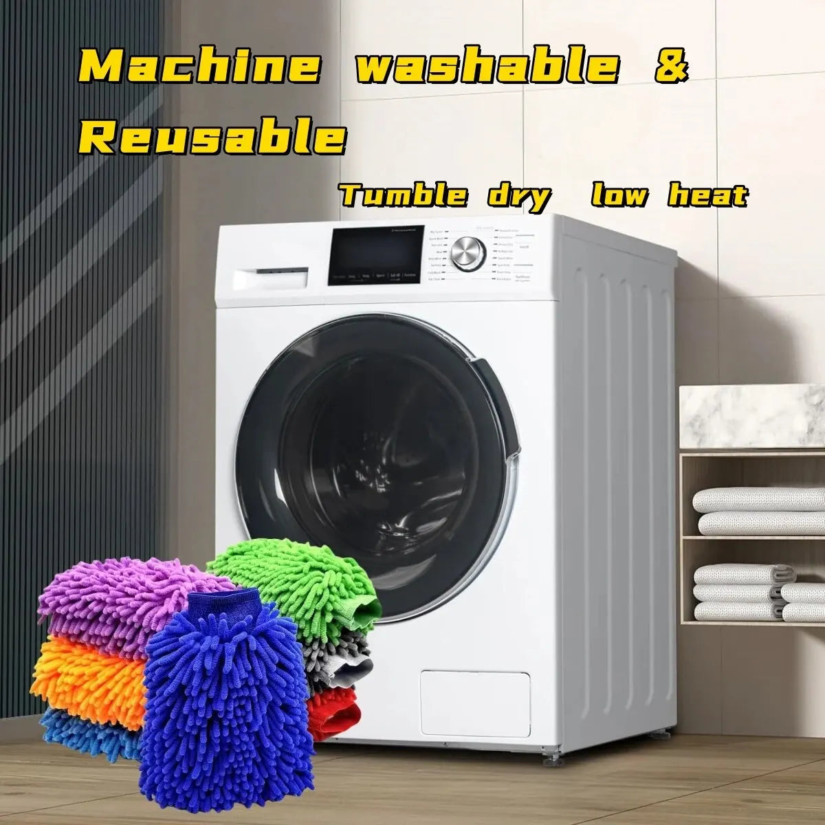 Microfiber Car Wash Mitt Double Sided Chenille Auto Gloves Ultra Absorbent Sponge Scratch Free Cleaning Towel Soft Detailing Mitten