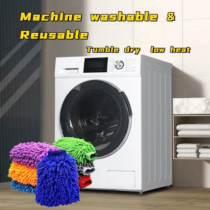 Microfiber Car Wash Mitt Double Sided Chenille Auto Gloves Ultra Absorbent Sponge Scratch Free Cleaning Towel Soft Detailing Mitten