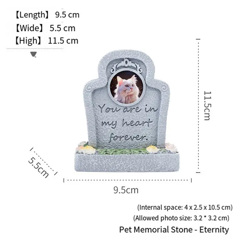 ABUI-Resin Pet Memorial Stone Headstone Tombstone Photo Frame Design Outdoor Display Gift Idea For Funeral Grave Marker