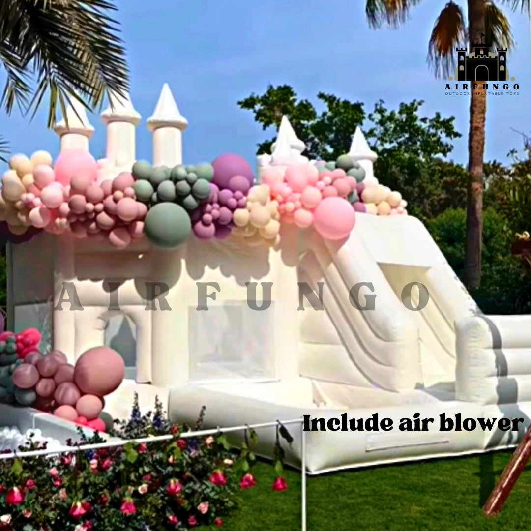 Customization White Bounce House Inflatable Bouncing House Bouncy Castle Combo With Slide And Ball Pit For Kids Birthday/Event