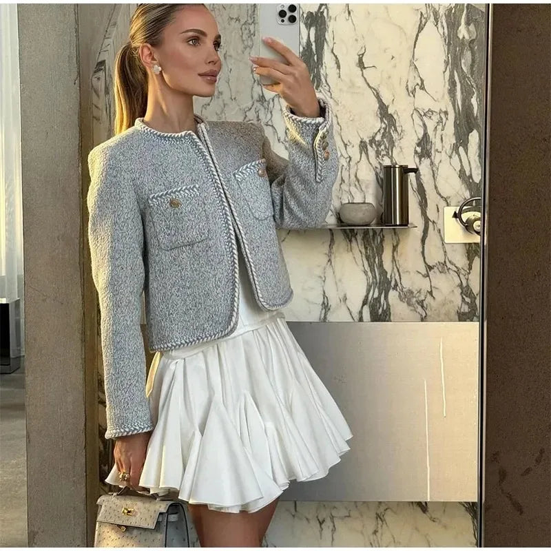 White Ruffles Elegant Mini Skirts Fashion 2025 Women High Waist Pleated Fluffy A-Line Skirt Summer Loose Communte Female Clothes