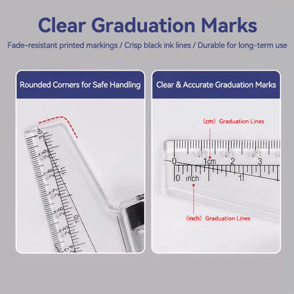 Plastic Ruler Drawing Roller Ruler Parallel 30cm Multi-functional Drawing Design Used for Measurement Drafting Schools Offices