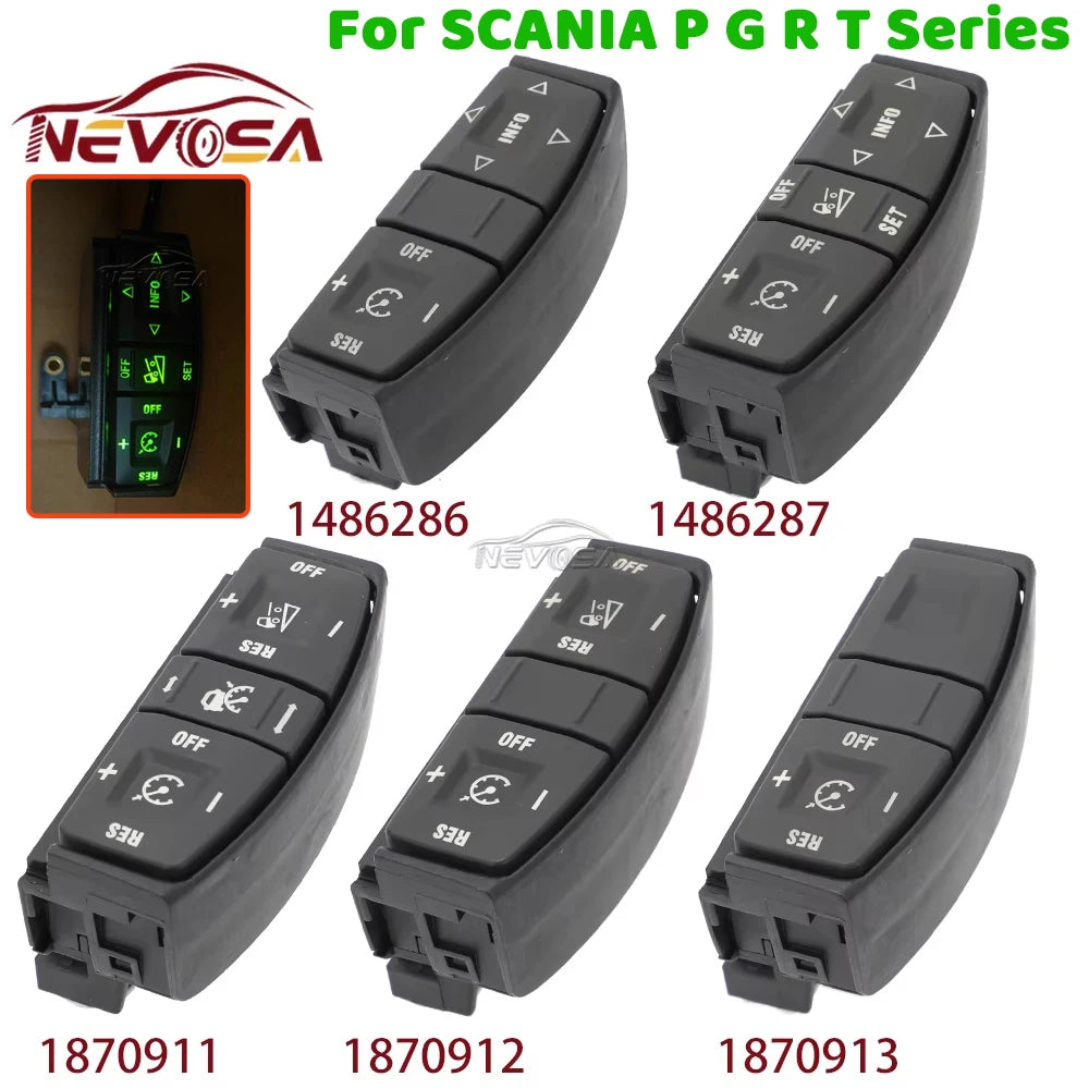 Green Light For SCANIA P G R T Series Steering Wheel Module Telephone Menu Switch Adaptive Cruise Control Truck Switch Button