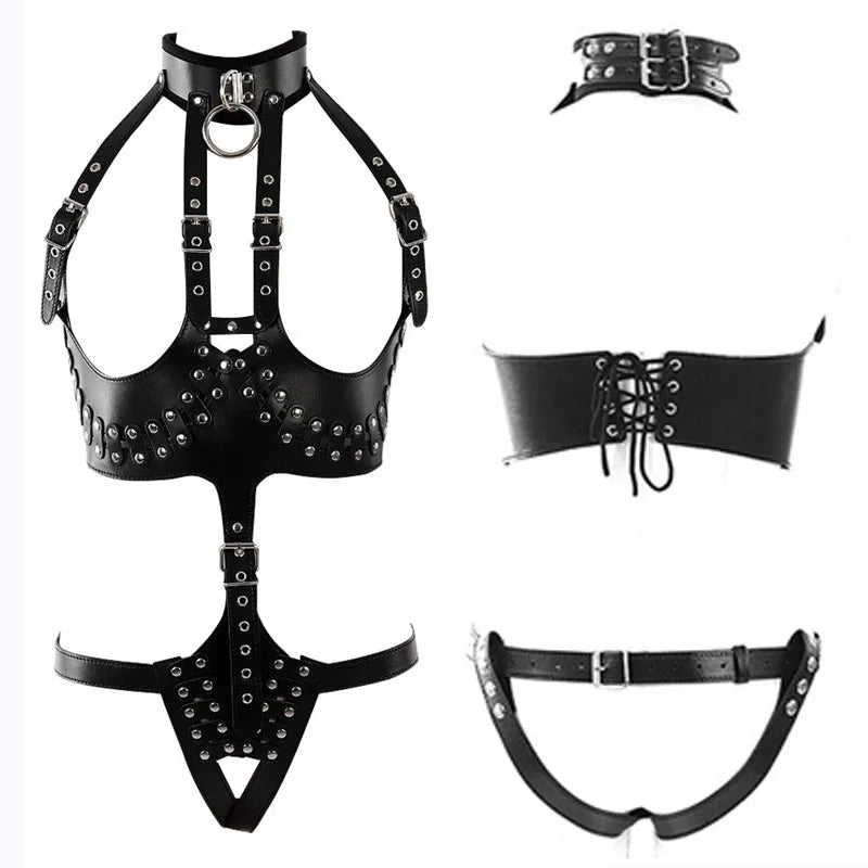 Sex Suit Harness Women,Slave Bondage Restraints Cosplay Sexy Lingerie Sex Toys for Couples BDSM Collar Bra Open Breast Underwear