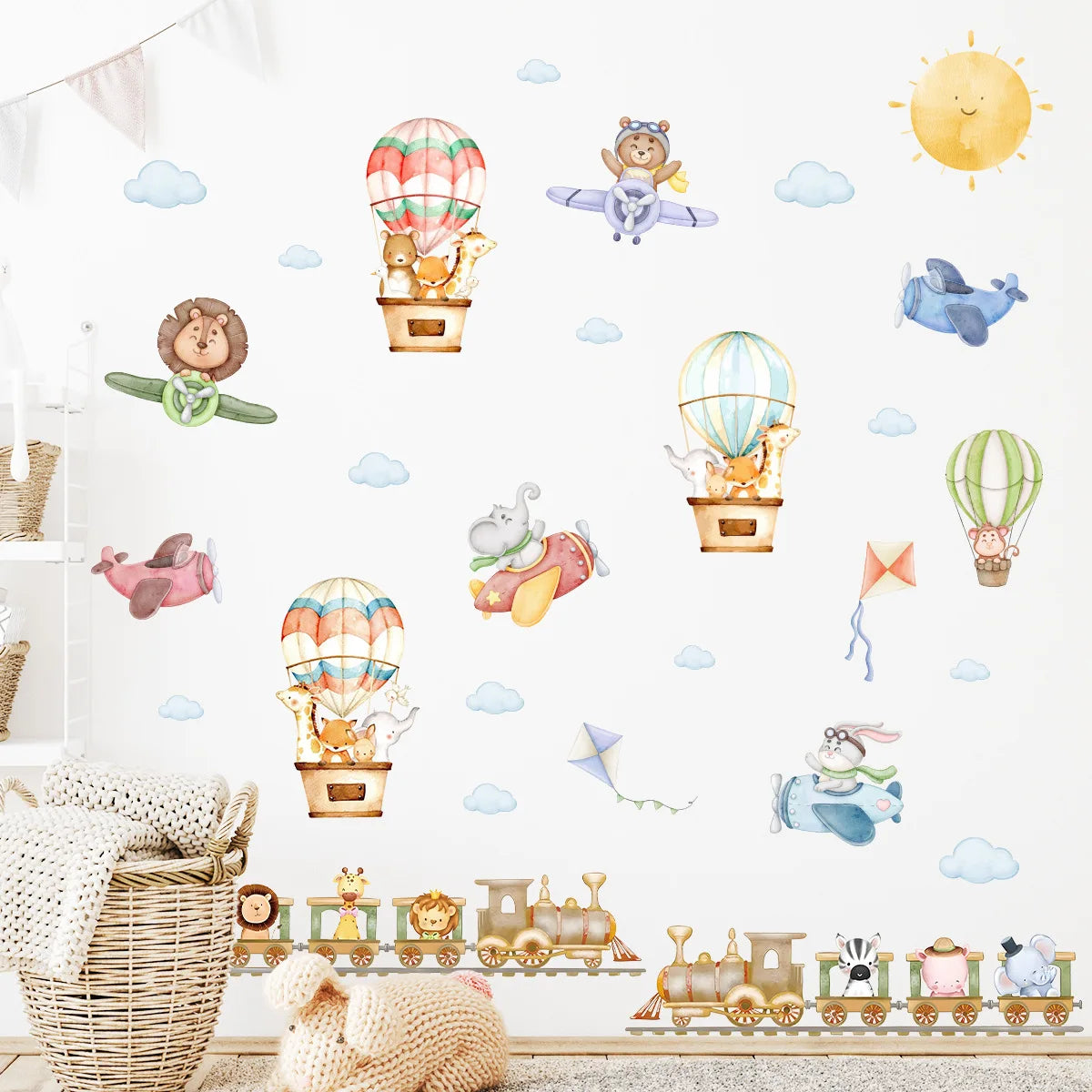 Cute Forest Animals Wall Stickers for Kids Rooms Children Boys Girls Baby Room Decoration Nursery Wallpaper Vinyl Elephant Lion