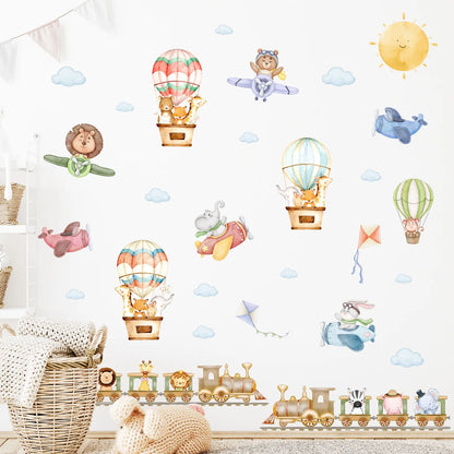 Cute Forest Animals Wall Stickers for Kids Rooms Children Boys Girls Baby Room Decoration Nursery Wallpaper Vinyl Elephant Lion