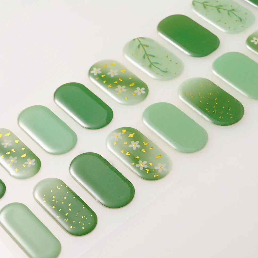 1Sheet Cured Gel Nail Strips Sticker Long-Lasting Nail Polish Strips Wraps Full Cover Gel Nail Art Stickers UV/LED Lamp Required