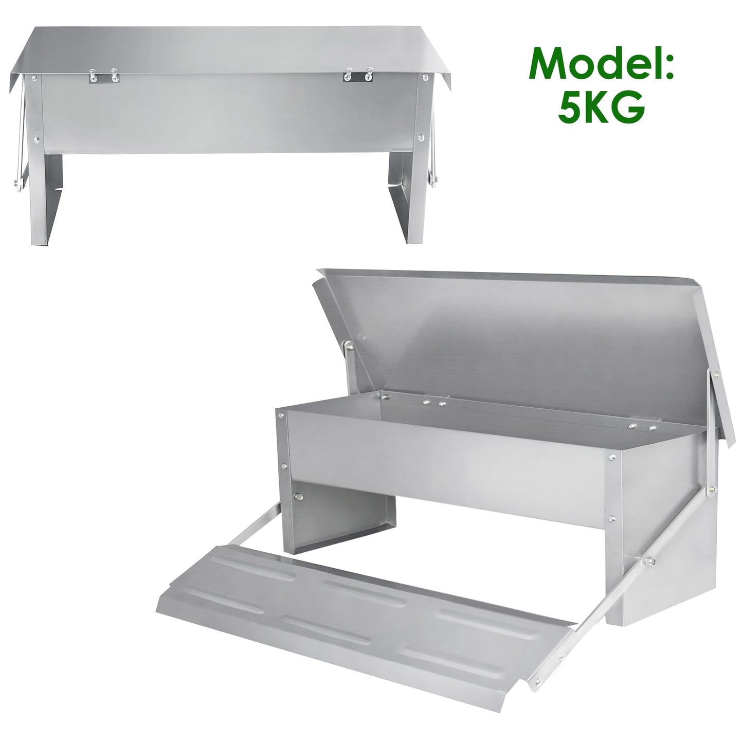 Automatic Feeder, Feeding Trough with Automatic Pedal & Mouse Protection Lid, 5KG/10KG Chicken Feeder for Farm Animals