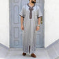 Muslim Men's Morocco Gandoura Thobe Loose Short Sleeves Gorgeous Embroidery Comfortable Islamic Men's Traditional Clothing Party