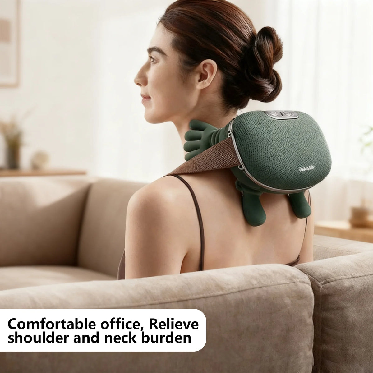 USB Rechargeable Heated Neck Shoulder Massager 3 Massage Levels 2 Heat Modes 4D Kneading ABS Wireless Portable Back Abdomen Muscle Relief Massage With Charging Cable