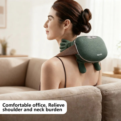 USB Rechargeable Heated Neck Shoulder Massager 3 Massage Levels 2 Heat Modes 4D Kneading ABS Wireless Portable Back Abdomen Muscle Relief Massage With Charging Cable