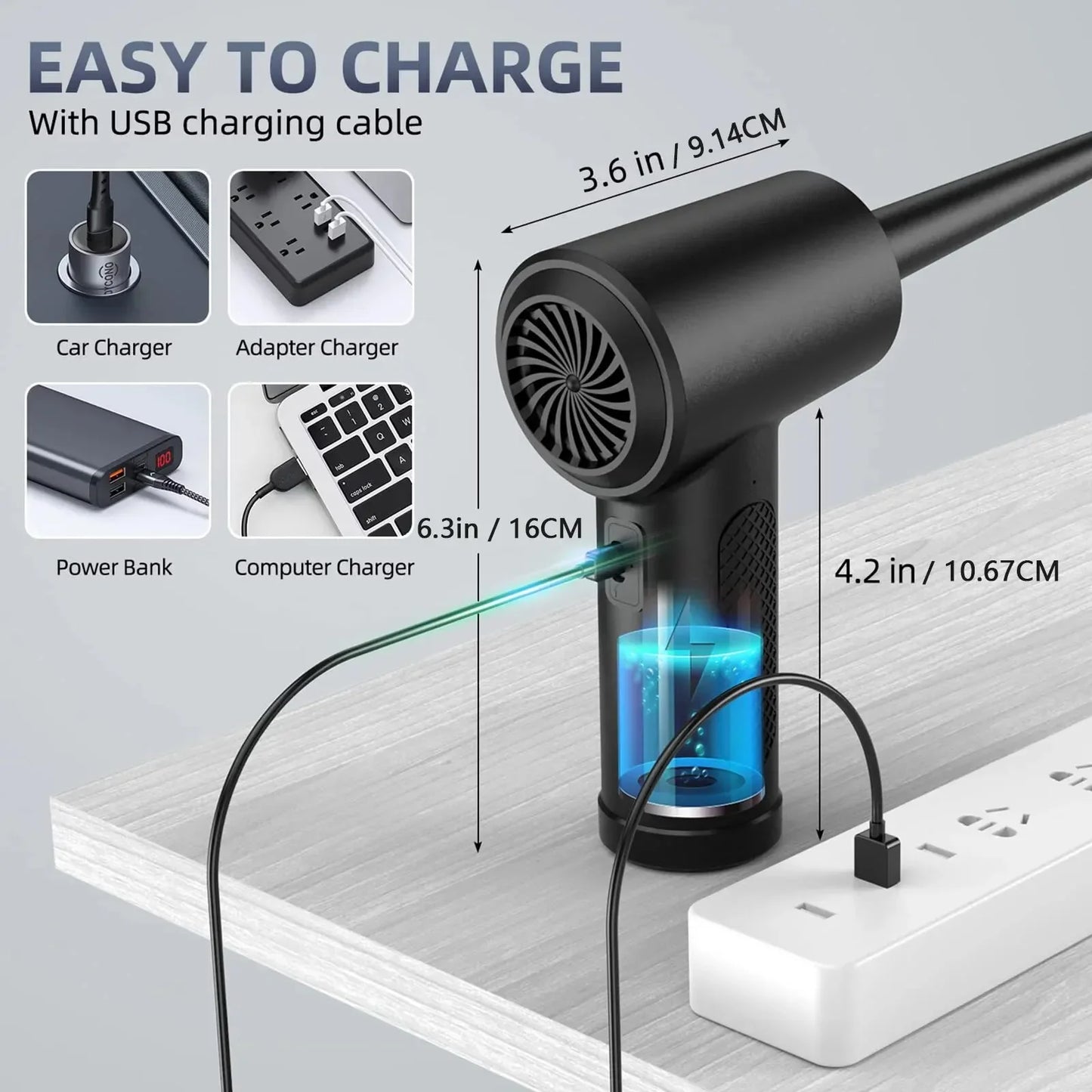 Electric Wireless Air Duster Compressed Air Blower Compressed Air for Cleaning Computer Keyboard Camera Car Home With LED Light