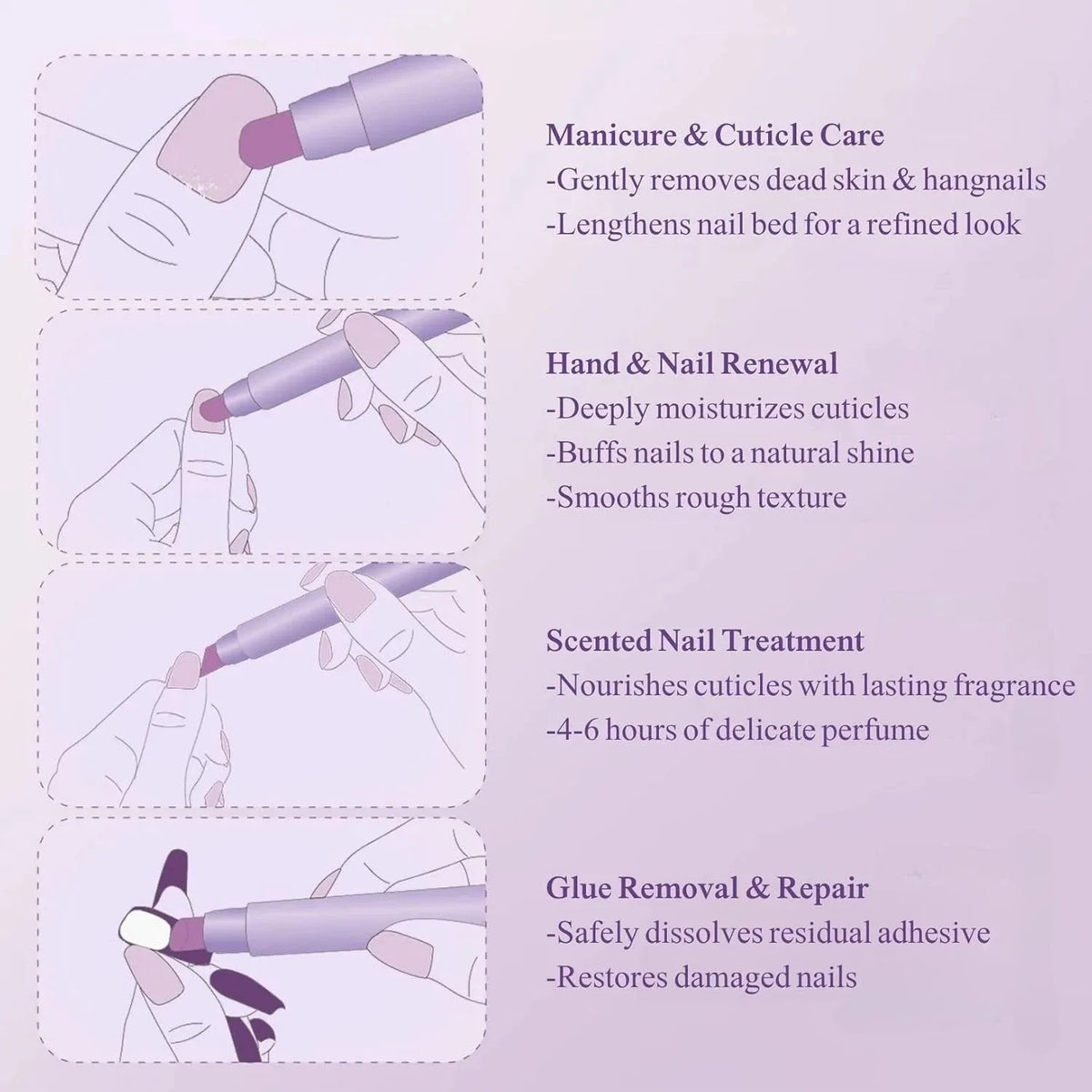 5PCS 3-in-1 Cuticle Oil Pen DeadSkin Remover Cuticle Pusher Grinding Pen With Ceramic Tip Cuticle Remover Pen Nail Care Tool