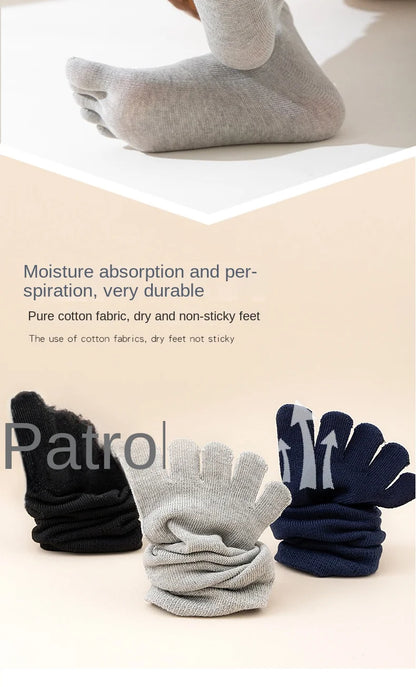 Five Finger Socks Men's Pure Cotton Five Toe Socks Sweat Absorbing Mid Tube Split Toe Socks Toes Socks For Men