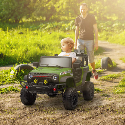 4x4 electric Car for children UTV, equipped with a 2.4 GHz remote control, two powerful motors, 12 V, size 100x63x65 cm, green