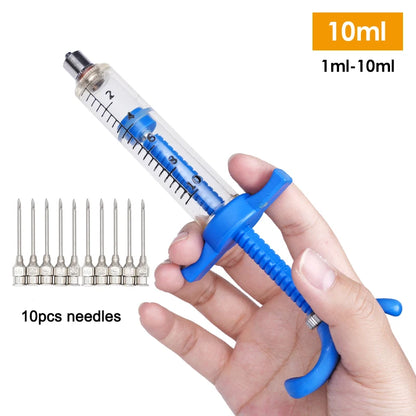 10/30/50ML Animal Syringe Plastic Veterinary Syringe With Needle Bird Feeding Rearing Poultry Syringe Small Pet Medicine Feeder