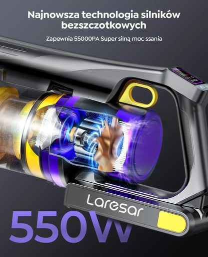 Laresar X11 Wireless Vacuum Cleaner 550W 55000Pa Suction Power Handheld Smart Home Dust Cup 60 Minutes Runtime 3 Piece Filter Set