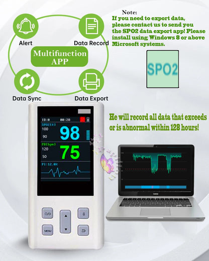 Handheld Pulse Oximeter Monitor for Heart Rate and Oxygen Saturation with Veterinary Medical SPO2 with Memory