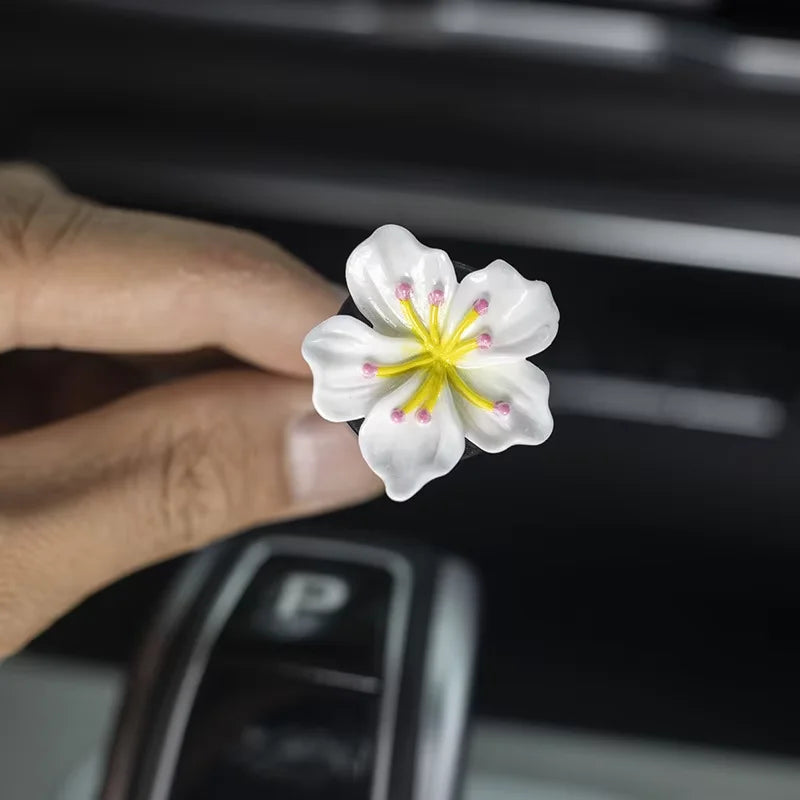 2Pcs Car Perfume Clip Flower Car Air Freshener with Fresh Color Air Outlet  Decorations Bright Peach Blossom Cherry Blossom