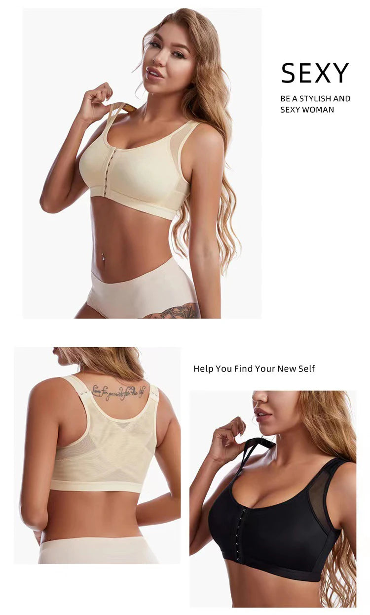 Large Size Front Closure Bra Wire Free Vest Brassiere Intimates Women's Push Up Bralette Underwear Female Unlined Bras Lingerie