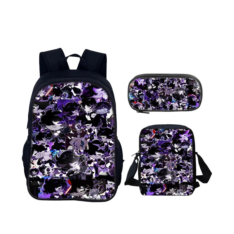 Cartoon Popular Shadow Milk Plush 3D Print 3pcs/Set pupil School Bags Laptop Daypack Backpack Inclined shoulder bag Pencil Case