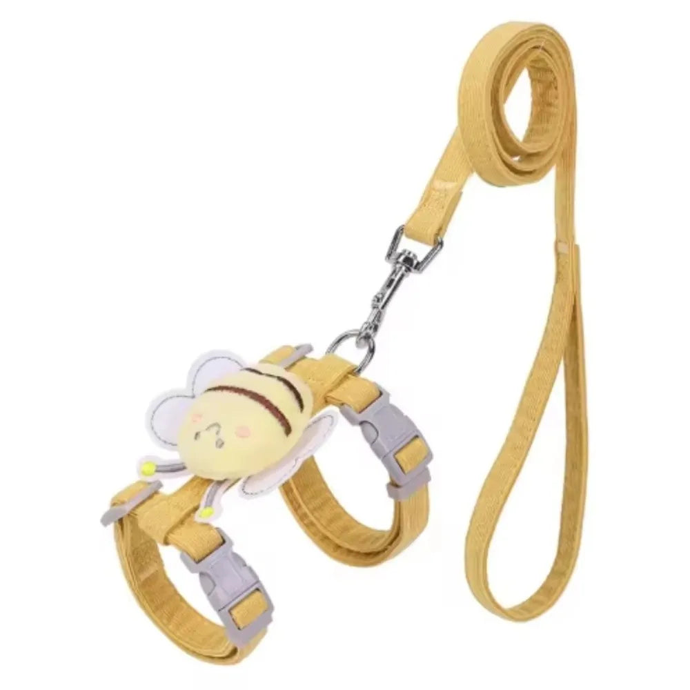 Pet Supplies Cartoon Bee Cat Harness Adjustable Breast Back Harness Dog Harness Portable Leash Set Pet Walking