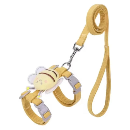 Pet Supplies Cartoon Bee Cat Harness Adjustable Breast Back Harness Dog Harness Portable Leash Set Pet Walking