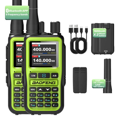 Baofeng UV-5R Mini 5W Walkie Talkie (2 Pack) | Bluetooth APP, NOAA Weather, 999 Ch | USB-C Charging for Outdoor/Hunting