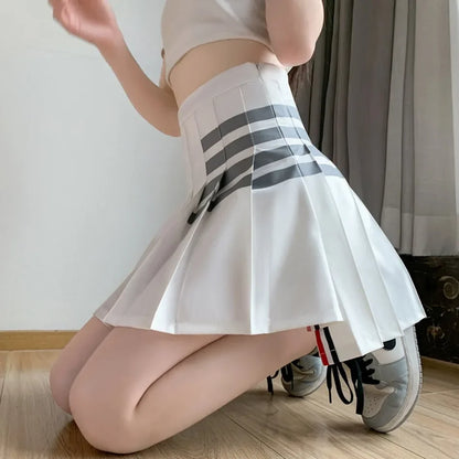 Korea Style Fashion Black Pleated Skirt for Girls Grey A Line High Waist Y2k Mini Saias Casual Women's Skirt Spring Summer