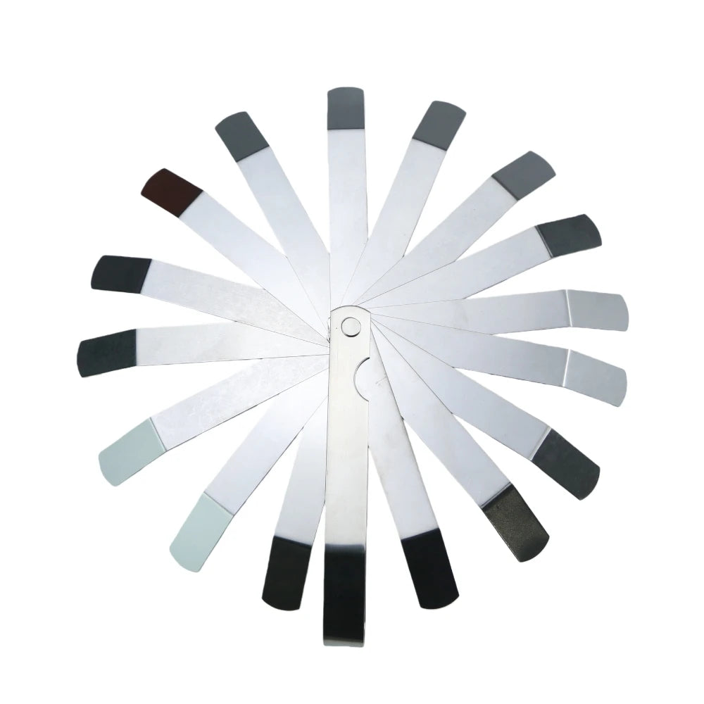 16 Blades Bent Feeler Gauge 0.127-0.508mm Stainless Steel Valve Clearance Adjustment Tool for Motorcycle Car
