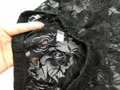 New Retro Sexy Net Yarn Lady Rose Lace Elegant Through Leggings Pants Footless Black White Women Summer Skinny Nine Pants