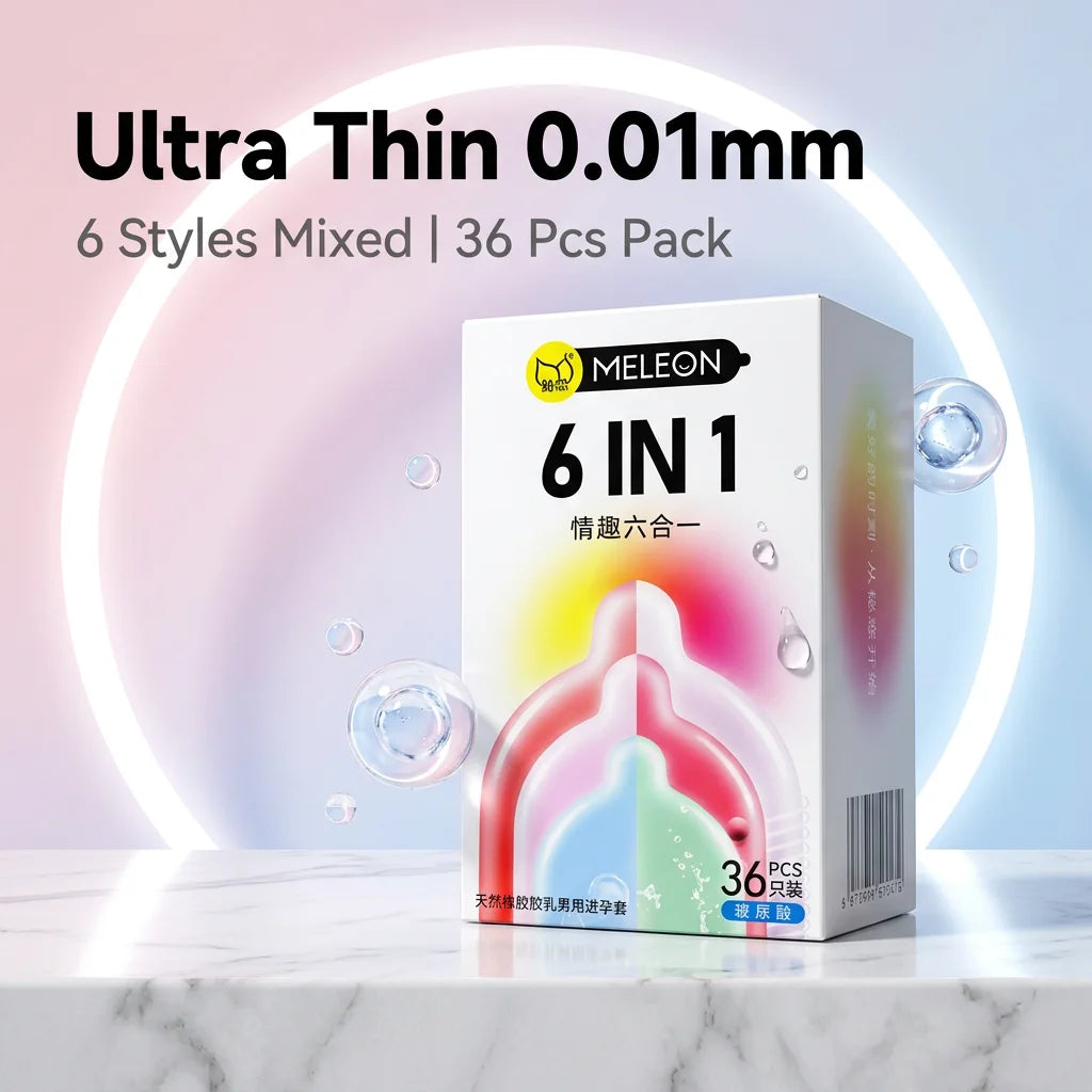 0.01 Ultra Thin Latex Condoms 6 Styles Lubricated Safe Contraception Intimate Products 12/36Pcs Box