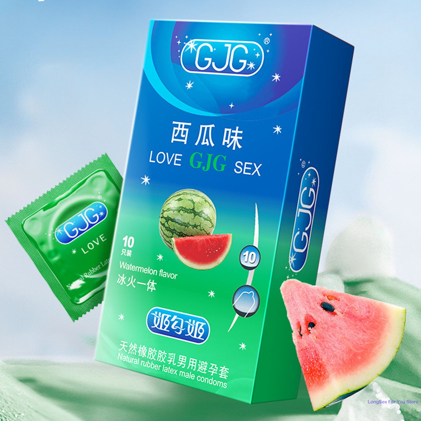 Fruit Flavor Condom 10pcs Ultra Thin Penis Sleeves Adult Sex Toys For Men Watermelon Stimulation Condom Erotic Products Sex Shop