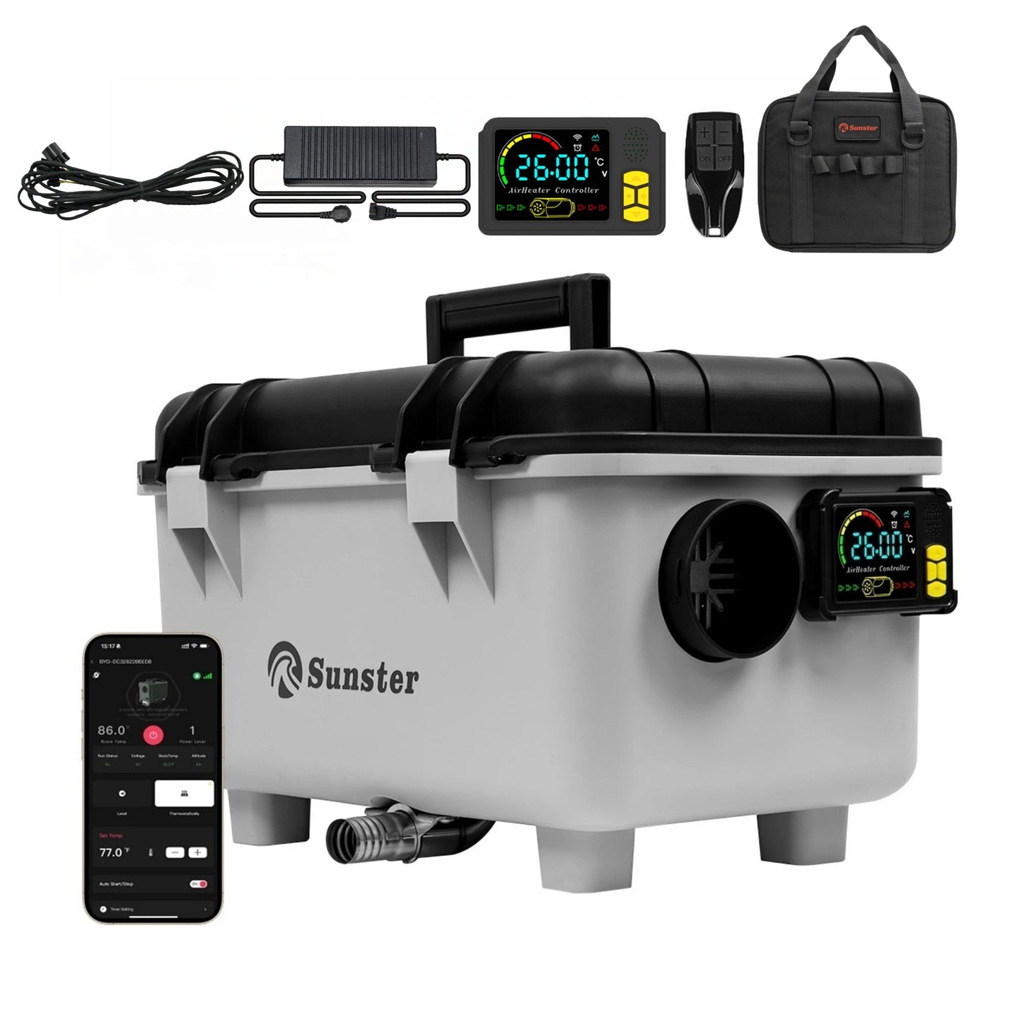 8KW Diesel Heater 12V/24V/110-240V Diesel Night Heater With Bluetooth App&Display&Remote Control For Tent Camping RV Car Heater