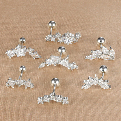 1PC 316L Stainless Steel Geometry Stud Earrings For Women Fashion Star Moon Lobe Daith Helix Cartilage Earring Piercing Jewelry
