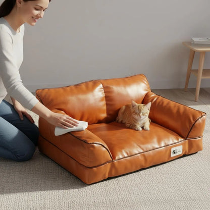 Leather Pet Sofa Bed Non-Stick Hair Cat Sofa for Felines