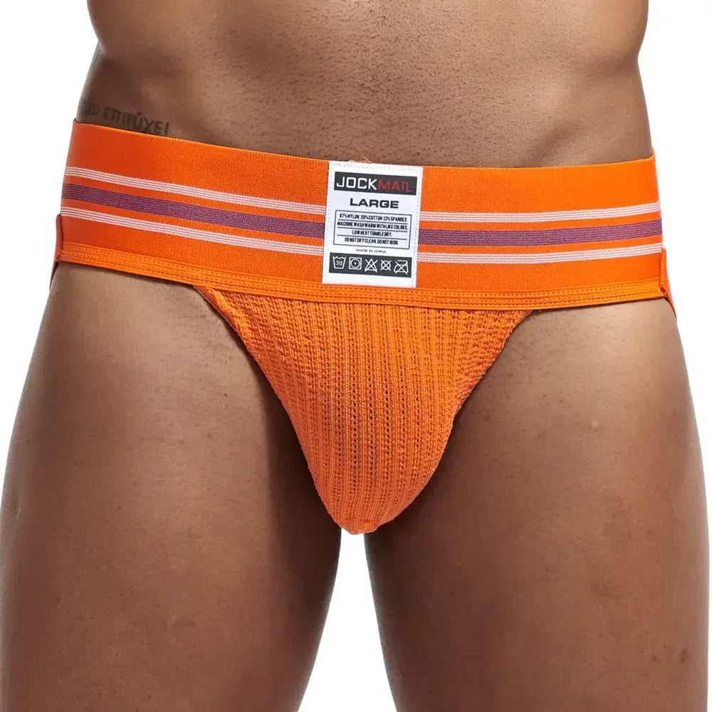 JOCKMAIL Men's Underwear Men Sexy Briefs Jockstrap Pouch Cuecas Man Cotton Panties Thongs Mesh Underpants Gay Slip Homme Srting