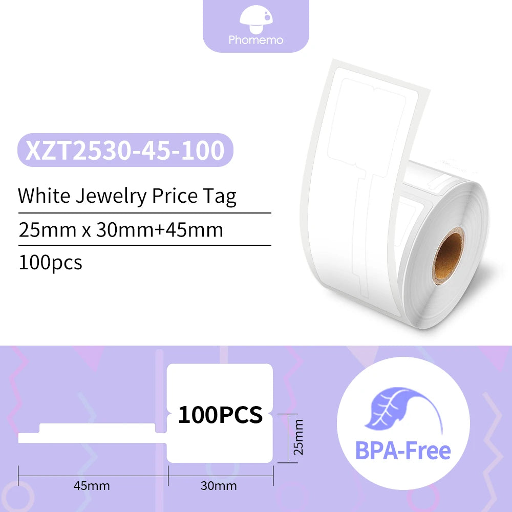 Phomemo Self-Adhesive Labels Paper for Phomemo M110/M200 Self-adhesive Label Printer Waterproof Tag Jewelry Tag Thermal Sticker