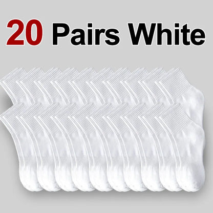 10/20/30 Pairs Neutral Solid Color Mid Calf Round Neck Socks Spring Autumn Sweat Absorbing Breathable All Season Sports Socks