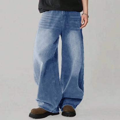 Four Season Men's Jeans Korean Version Student Casual Pants High Street Straight Loose Wide Leg Jeans Black Grey Blue Baggy Jean