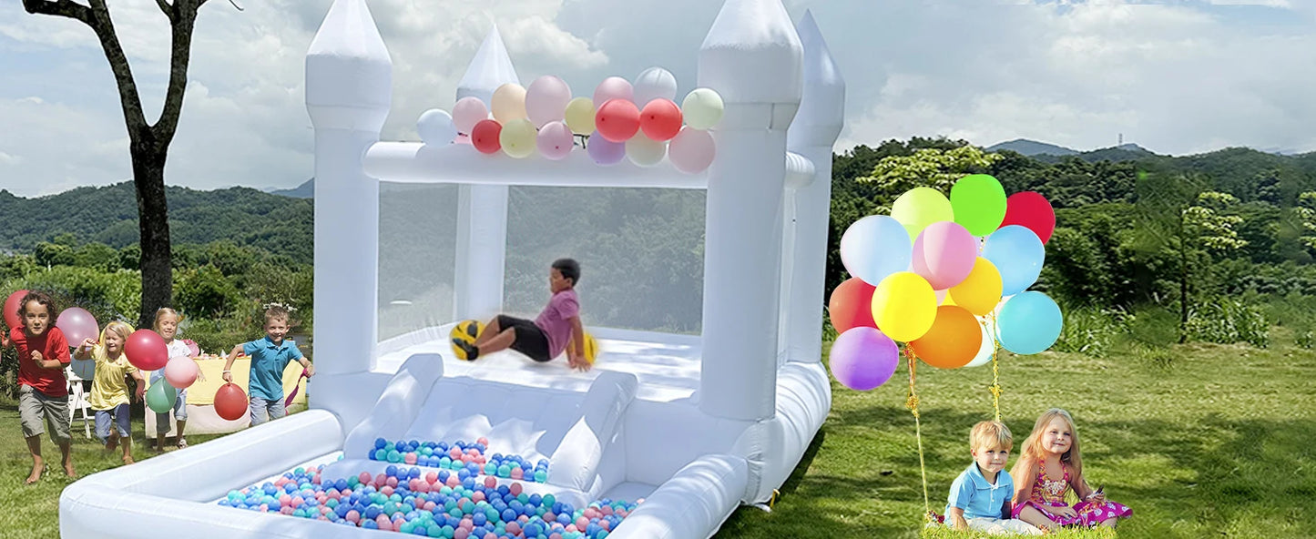 Oxford Jumping Bouncy Castle Bouncer for Wedding Party with Carrying Bag Repair kit Inflatable White Bounce House Professional