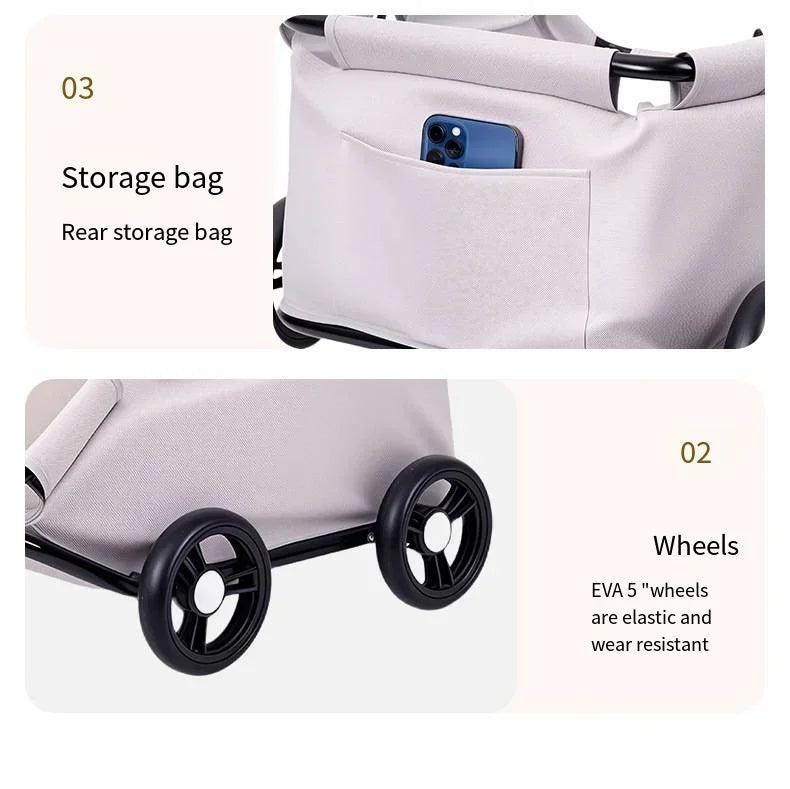 Lightweight Folding Pet Stroller for Small Dogs Cats Teddy Travel Walking Shopping Cat Dog Carrier Stroller