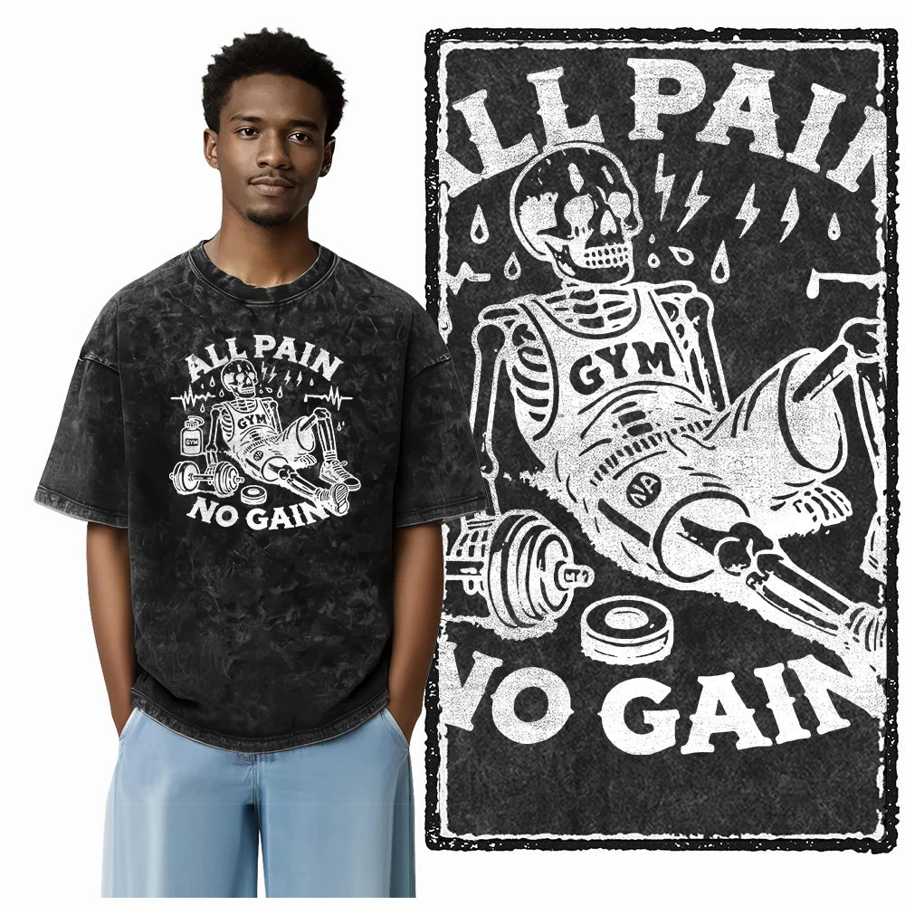 YG BODY BUILDING Printed Cotton Acid Washed Graphic Unisex T Shirt Cool CROSSFIT Streetwear Men Tshirts Big Size Tee for Men