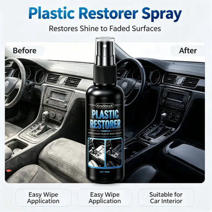 Professional Car Plastic Restorer Spray Refreshes Shine for Dashboard Door Trim Seats 100ml