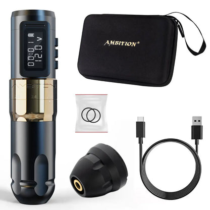 Ambition MARS-U Professional Wireless Tattoo Machine Pen Adjustable Stroke 2-4mm Cartridge 1800mAh Coreless Motor Tattoo Artists
