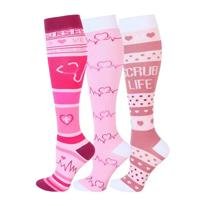 58 Styles 3 Pairs/Pack Compression Socks Knee High 30MmHg  Women Men Sports Socks Edema Diabetes Varicose Veins Running Socks