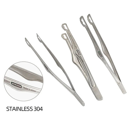 NOBANA Camping Clip Stainless Steel Kitchen Beef Food Tongs Ultralight Heat-Resistant Reusable Camping Cookware for BBQ Picnic